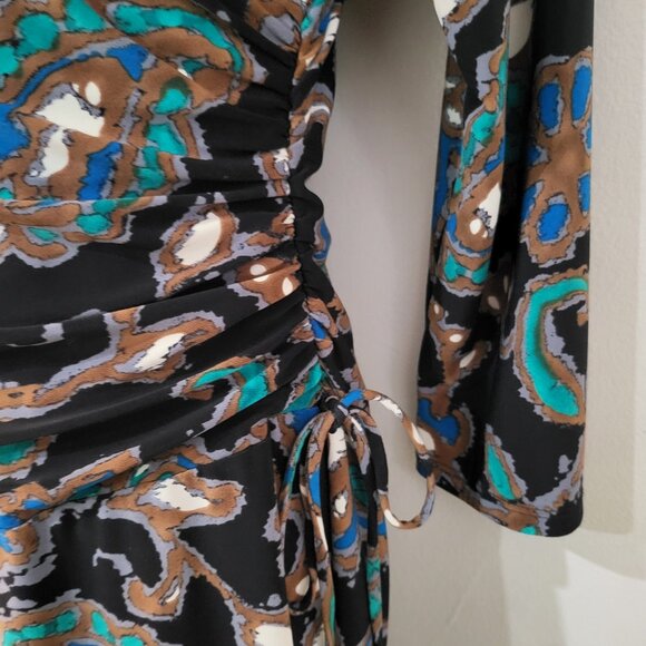 Evan Picone Dress Size 8 Multicolor Faux Wrap Jersey Knit - Picture 5 of 8